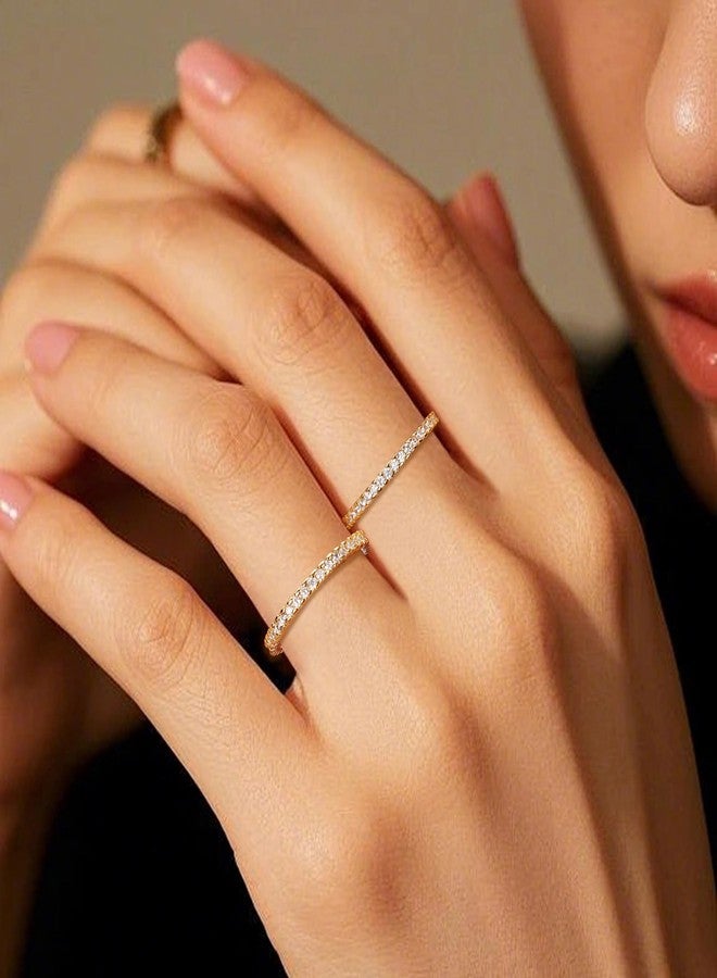 AIPULIDUO Women's gold rings, 18k white gold plated, set with round cubic zirconia (Cz) gemstones. These stackable rings are exquisite gifts for special occasions such as birthdays and weddings - Image 3
